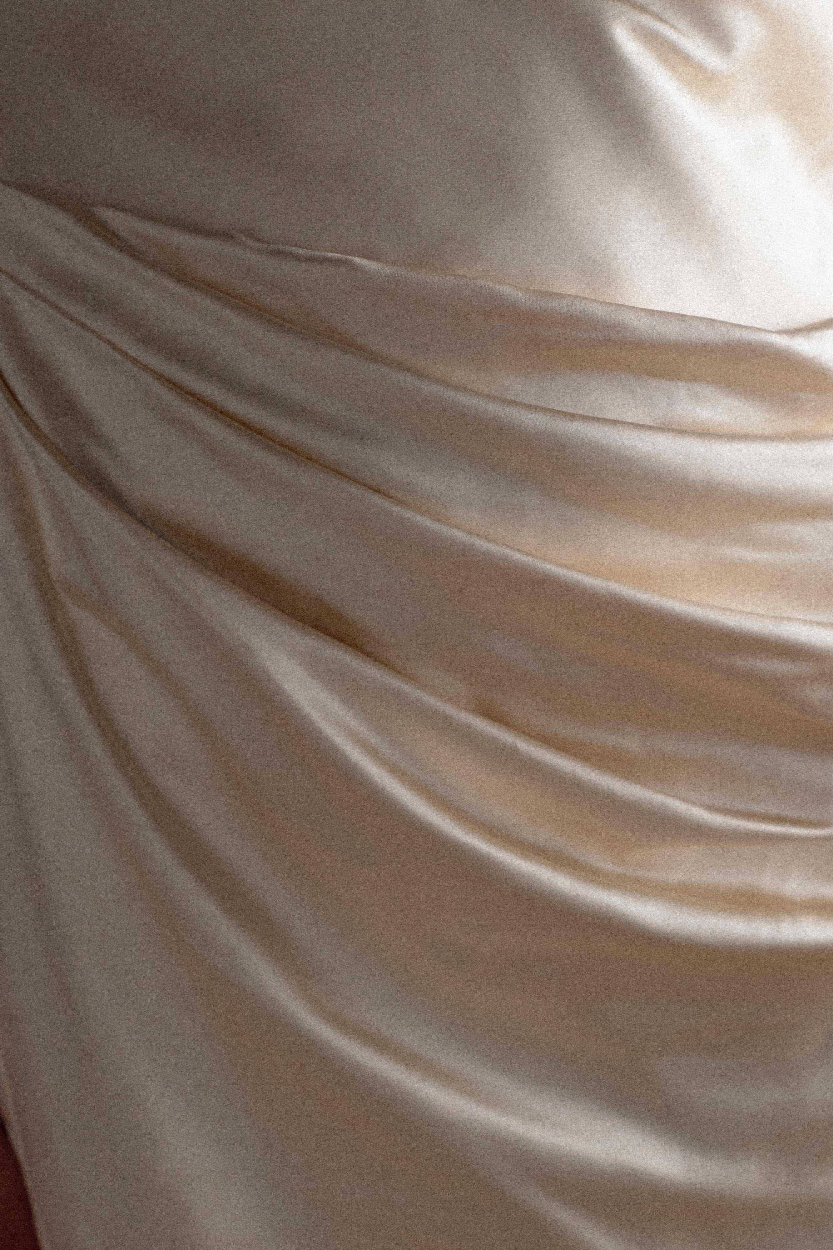 Dalia Off Shoulder Satin Maxi Dress Blush Gold