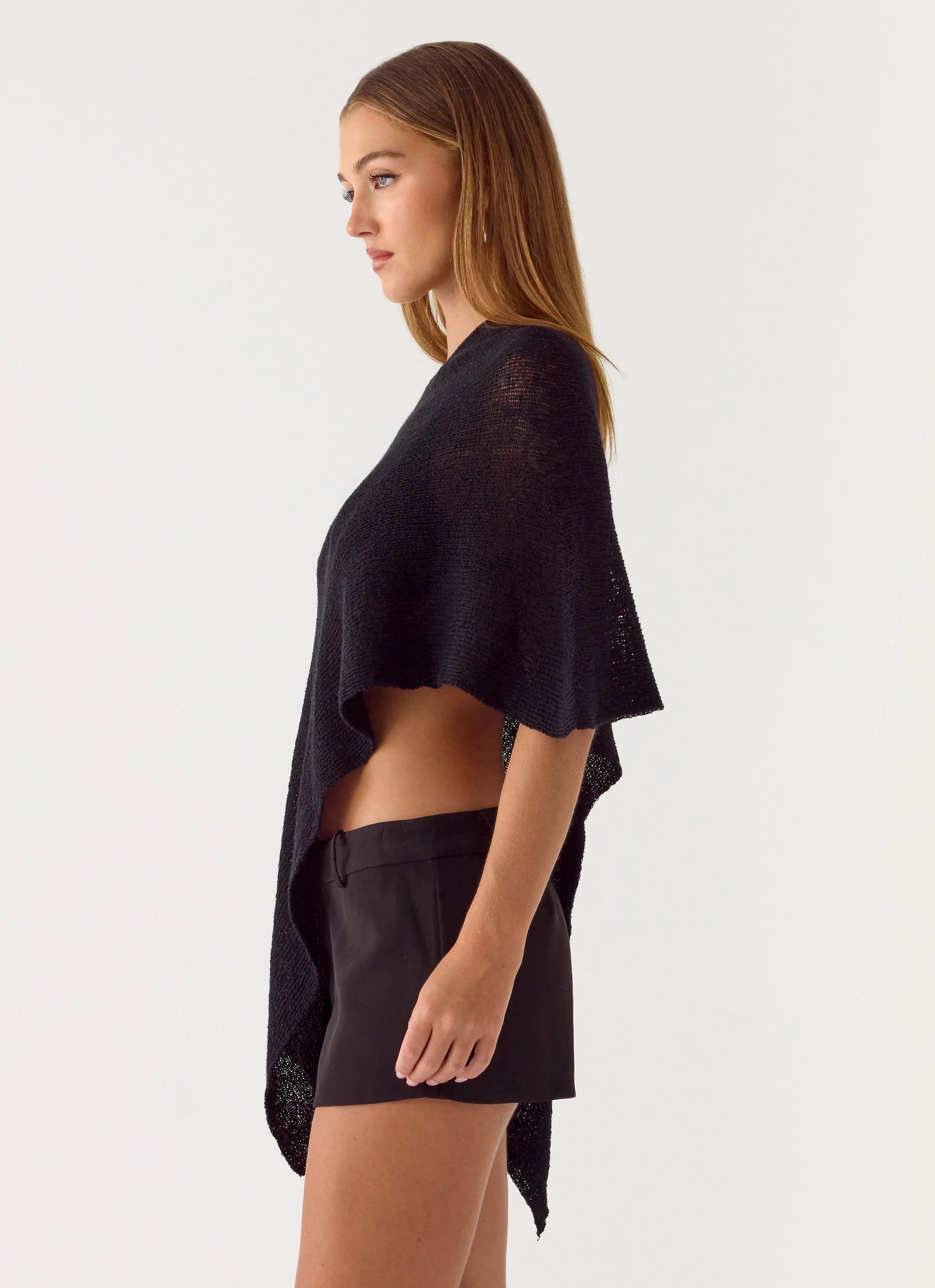 Yas Knit Cape Black