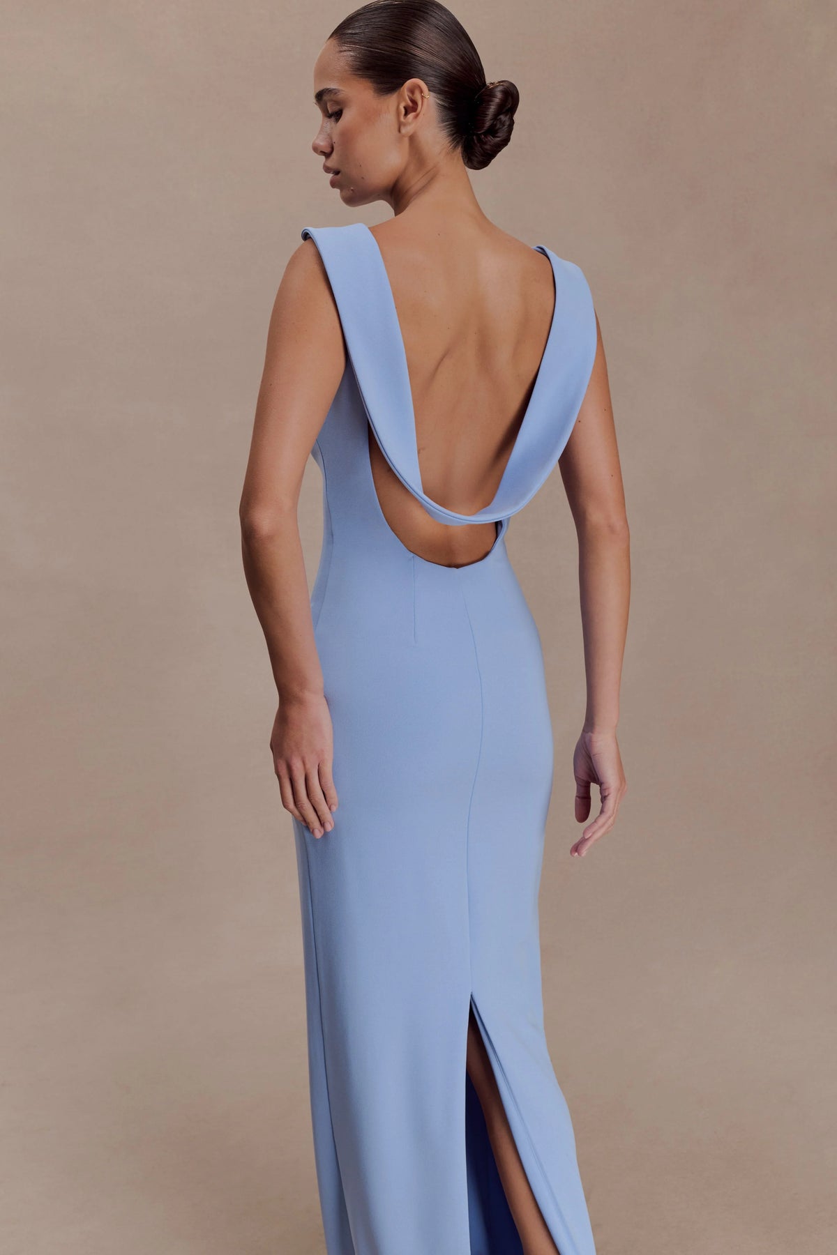 Galilea Crepe Draped Maxi Dress Cornflower Blue