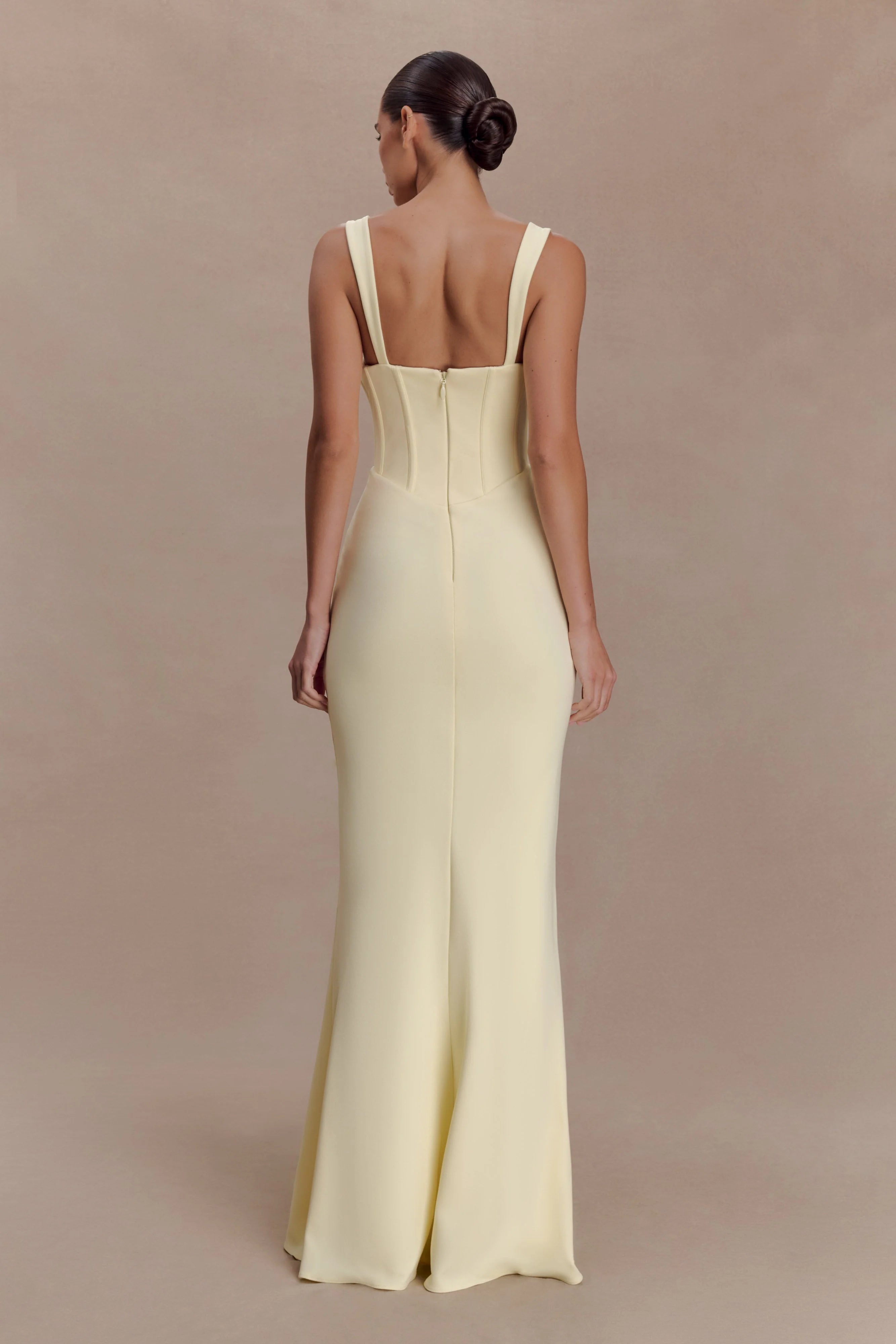 Luella Crepe Corset Maxi Dress Lemon