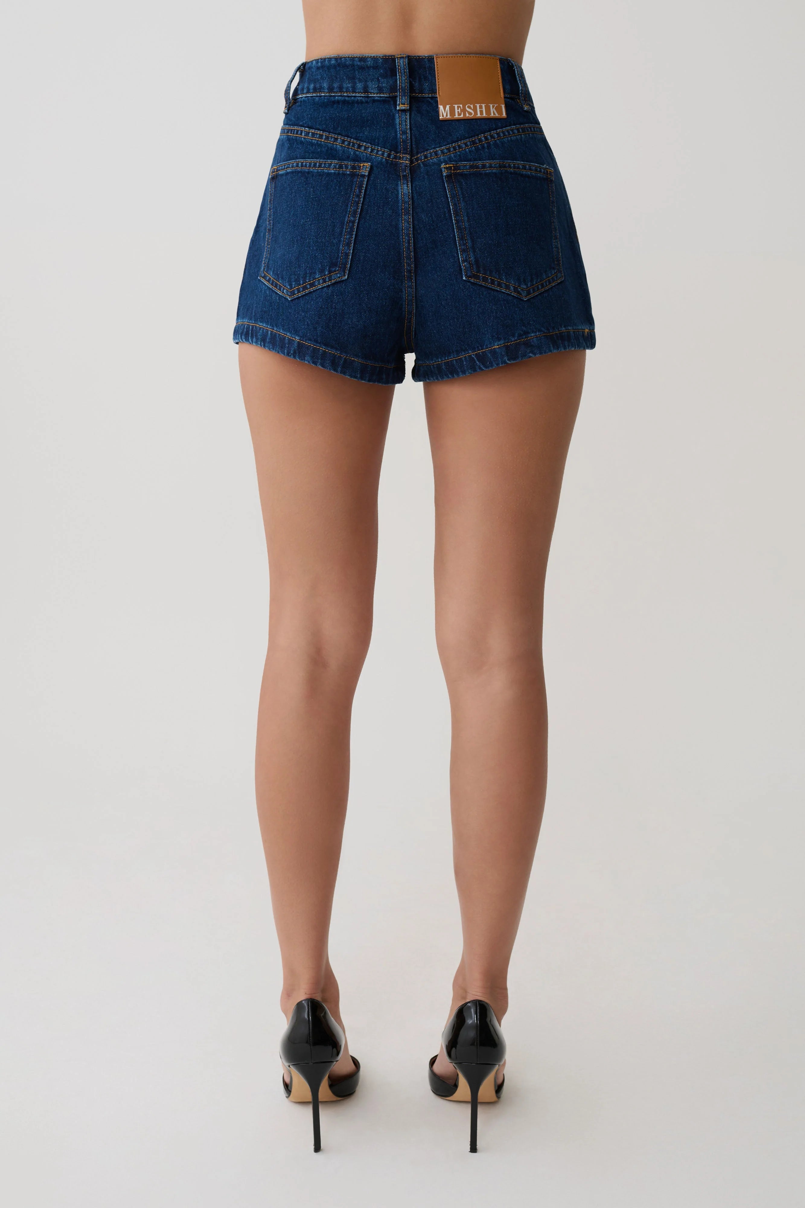 Dan Diamante Denim Shorts Midnight Blue