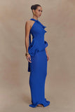 Caprice Halter Knit Maxi Dress Cobalt