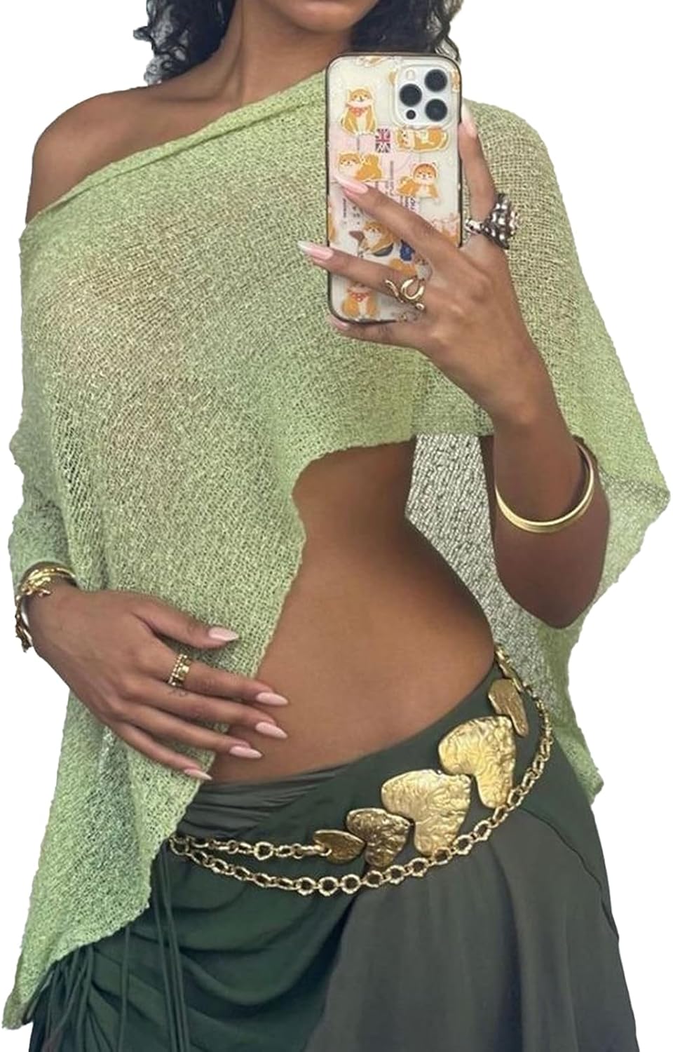 Women Sheer Poncho Top Multiway Knit Crochet Asymmetric Mesh Cover Up Going Out Clubwear
