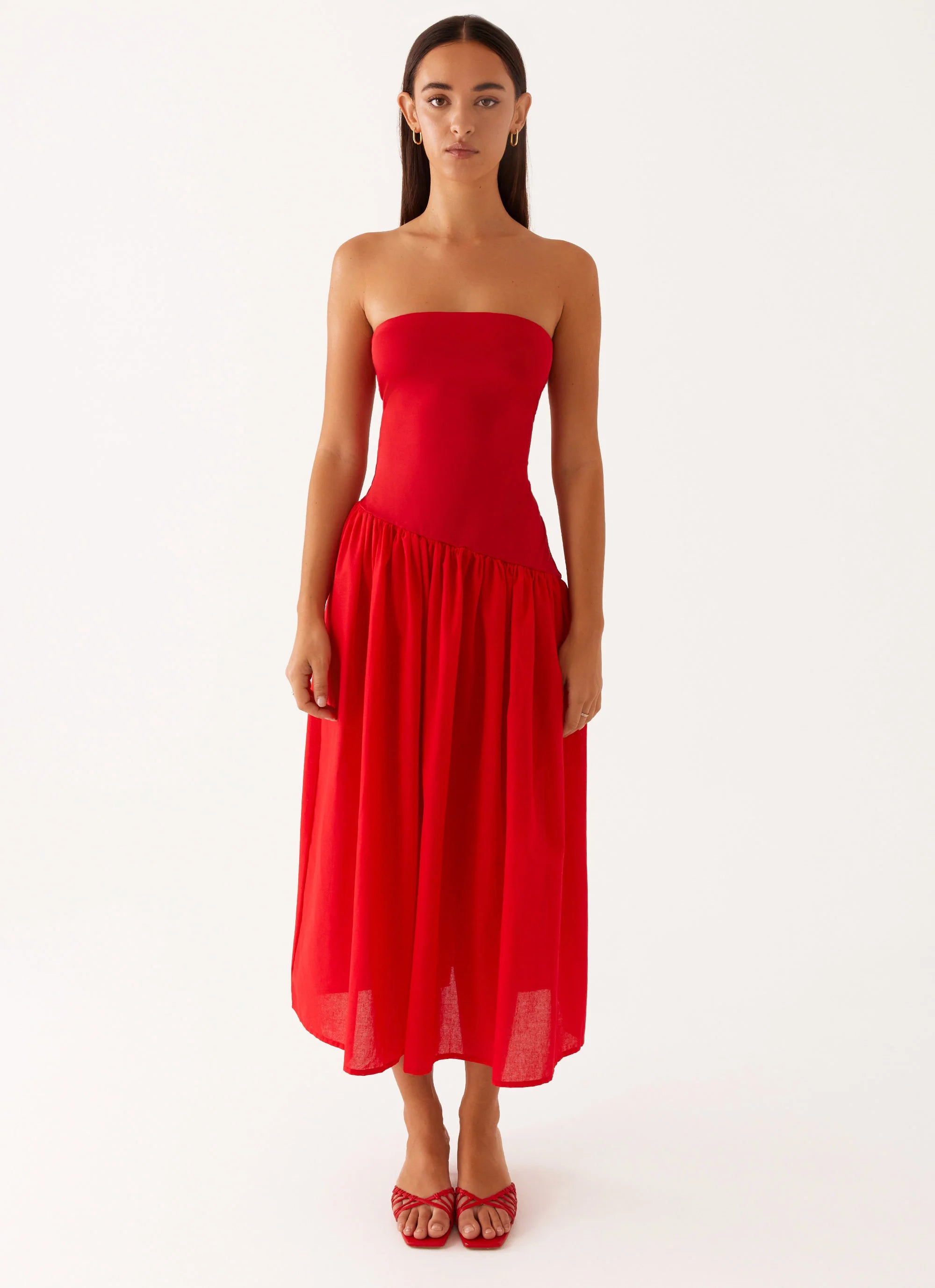 Domino Effect Midi Dress Red