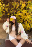 Luella White Flower Knit Cardigan