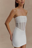 Palmer Mesh Corset Mini Dress Ivory