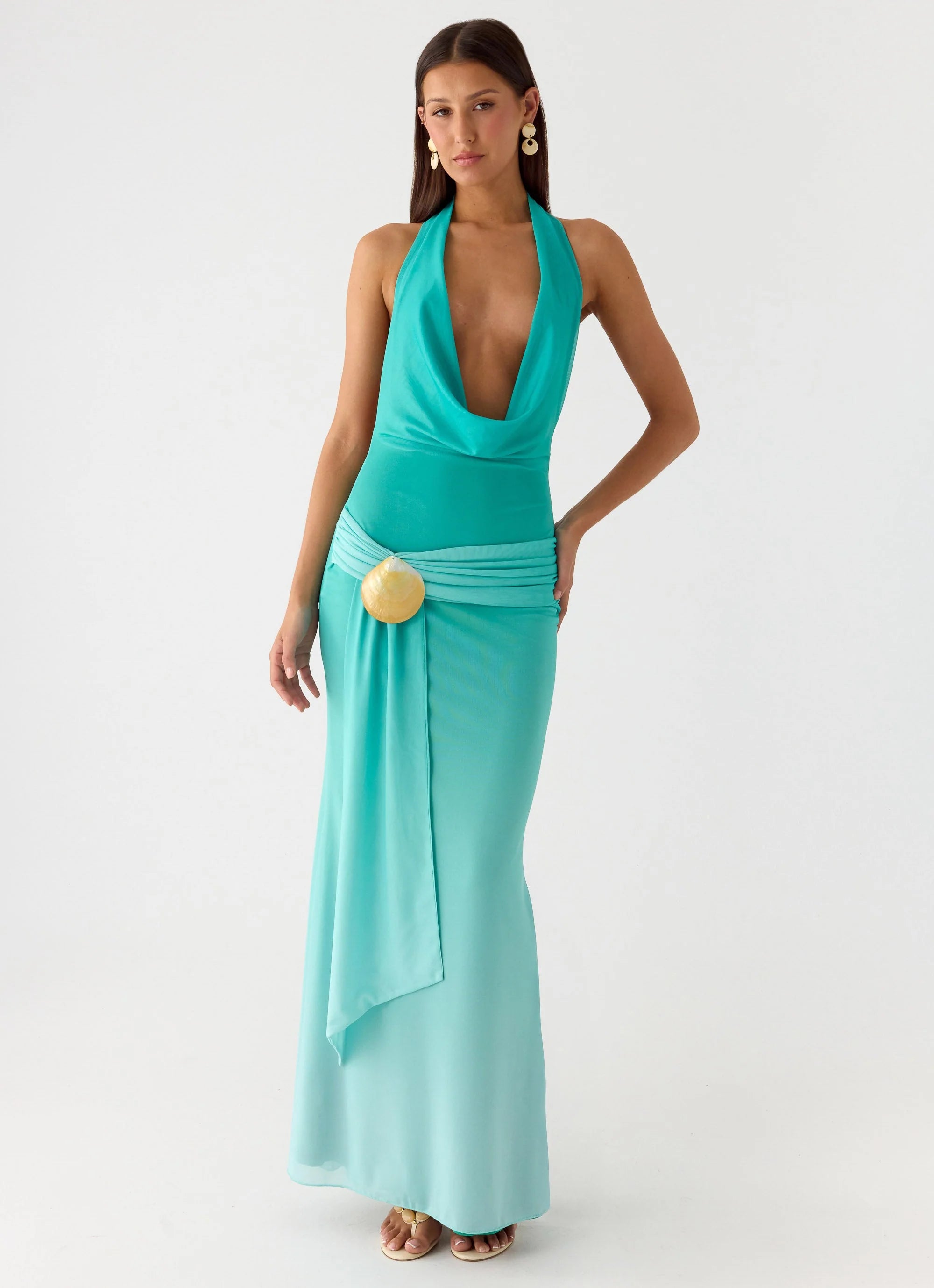 Paradox Shell Maxi Dress Mint Ombre