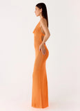 Delfina Cowl Knit Maxi Dress Orange
