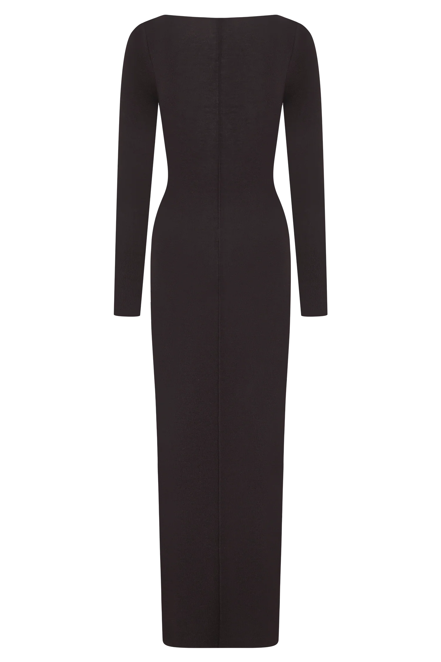 Cleona Merino Wool Ribbed Long Sleeve Maxi Dress Deep Chocolate