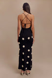 Suki Knit Maxi Dress With Flowers Black White