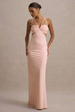 Leandra Pink Strappy Cut Out Maxi Dress