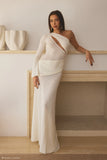 Alexius One Shoulder Knit Maxi Dress Ivory