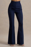 Jada Navy Tailored Flared Leg Trousers