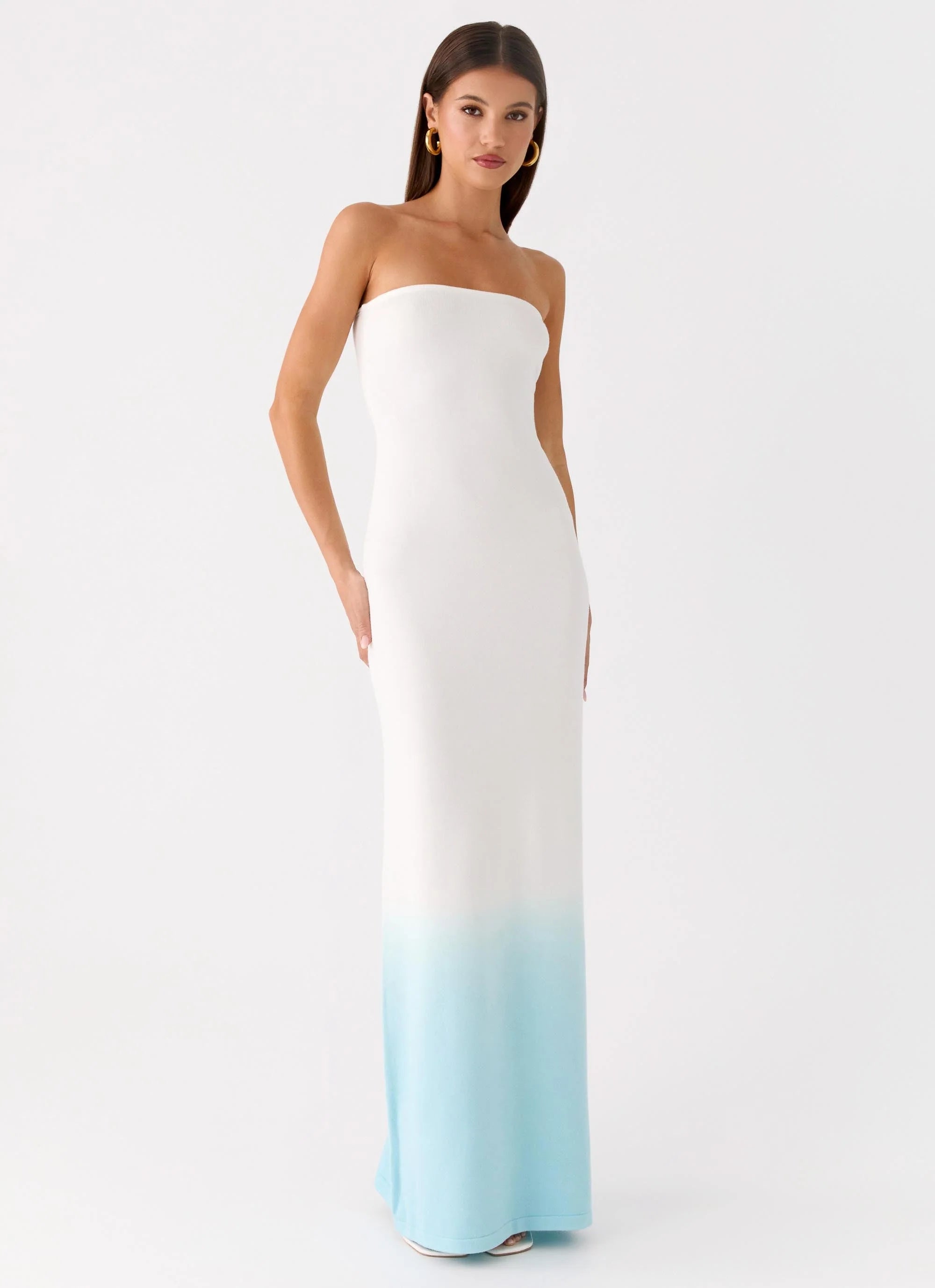Soft Spoken Knit Maxi Dress Blue Ombre