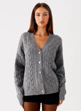 Frawley Cable Knit Cardigan Grey