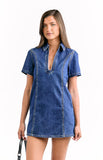 Lachie Dark Wash Denim Mini Dress