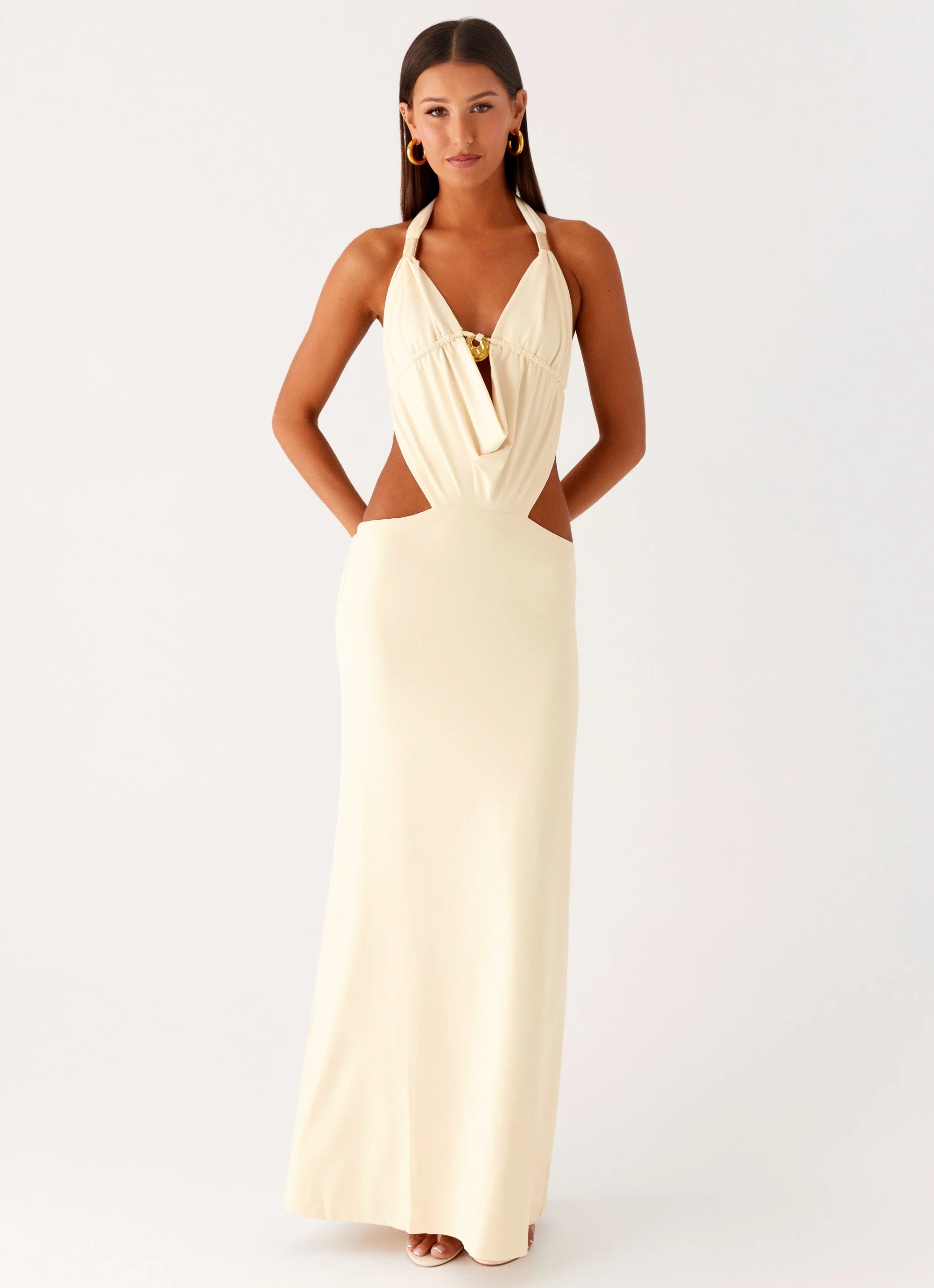 Torina Halter Maxi Dress Lemon