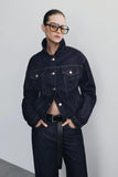 Kirra Cinched Denim Jacket Washed Indigo Blue