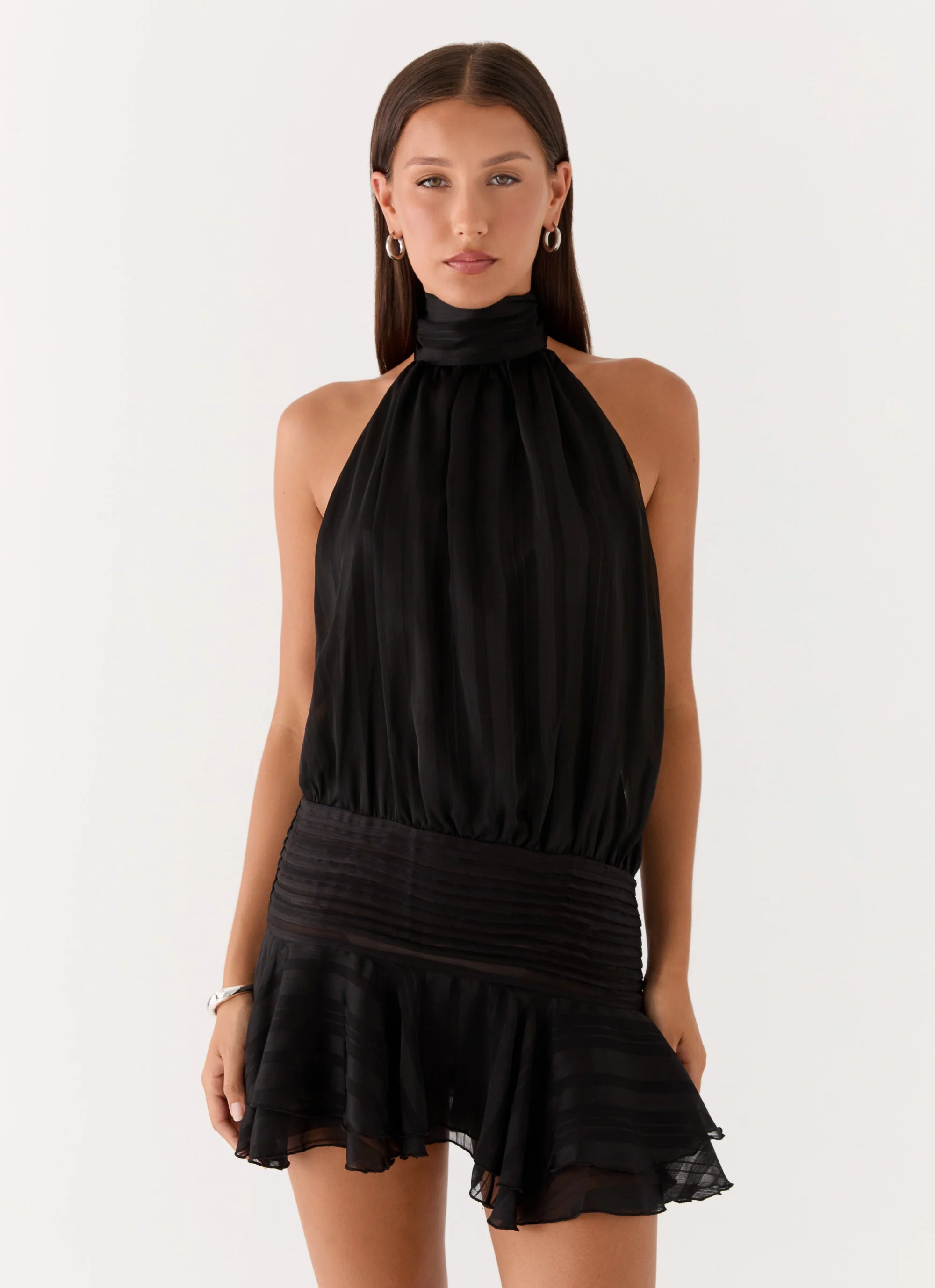 Willow Chiffon Mini Dress Black