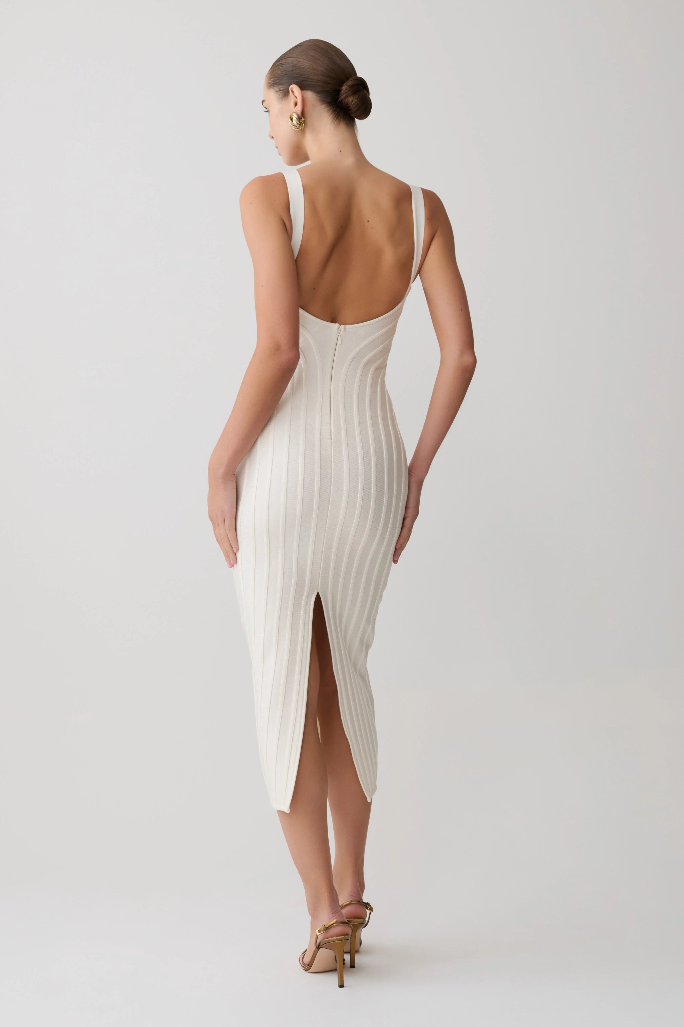 Gia Bandage Knit Midi Dress Ivory
