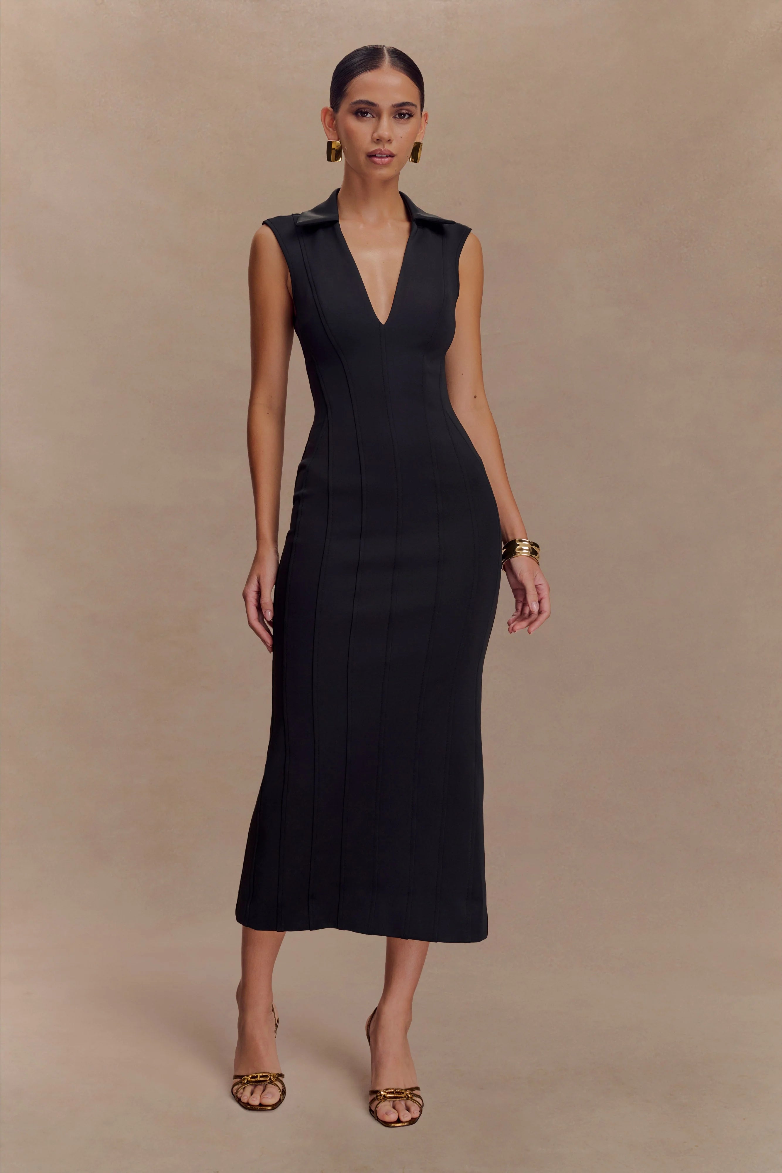 Keagan Sleeveless Midi Dress Black