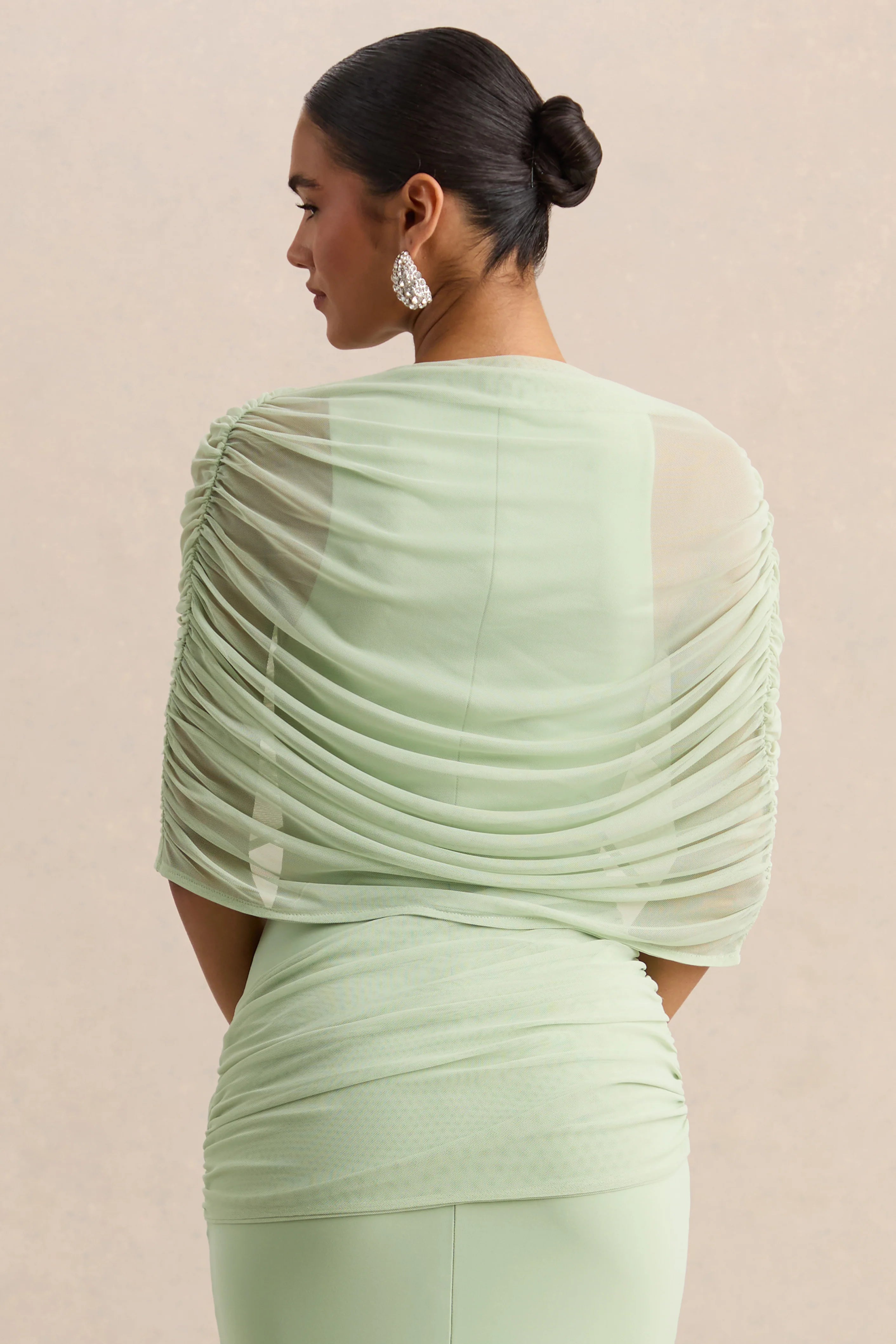 Magoria Mint Mesh Round Neck Cape