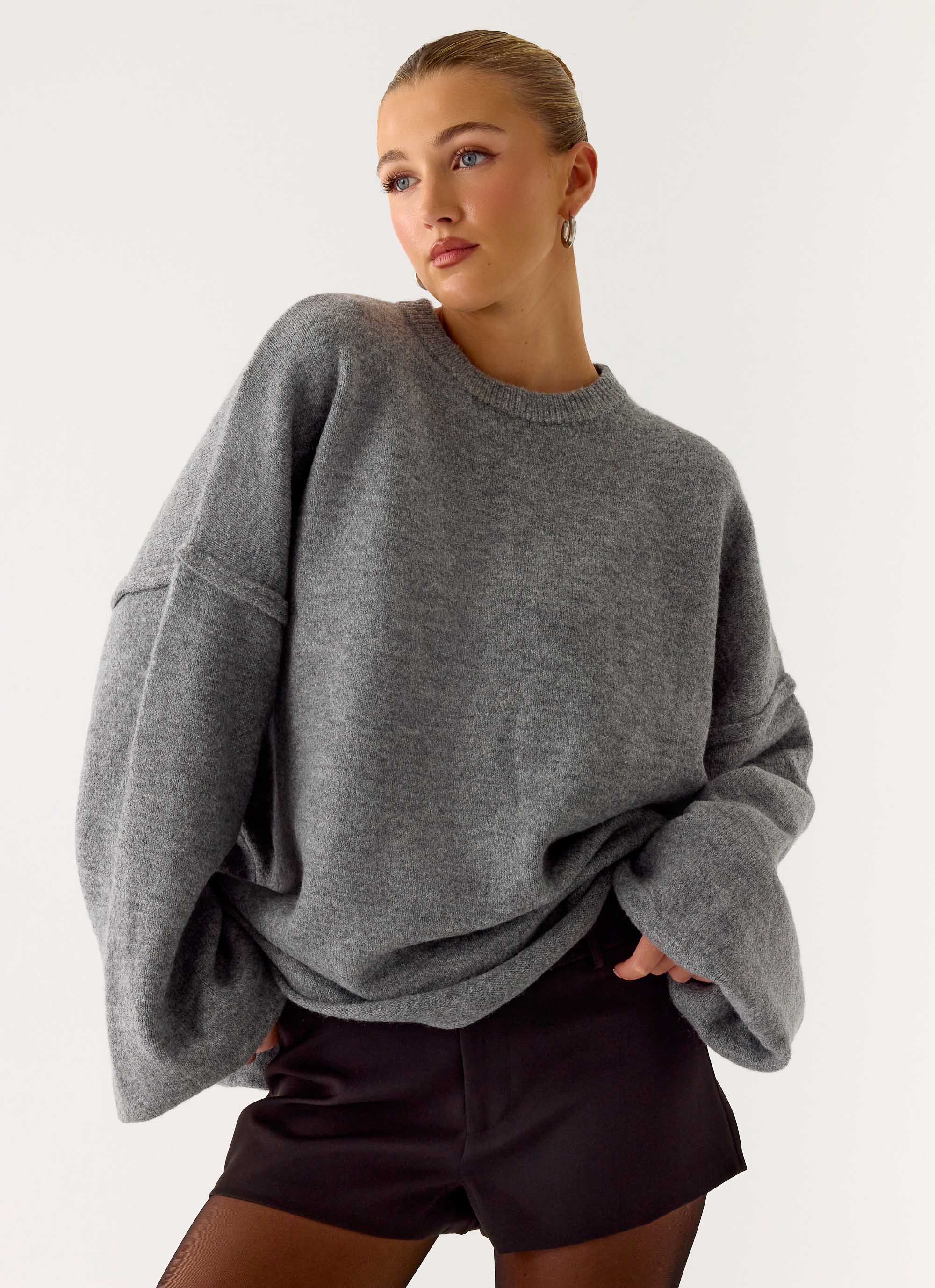 Jack Oversized Knit Sweater Grey