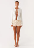 Candy Sequin Mini Shorts White
