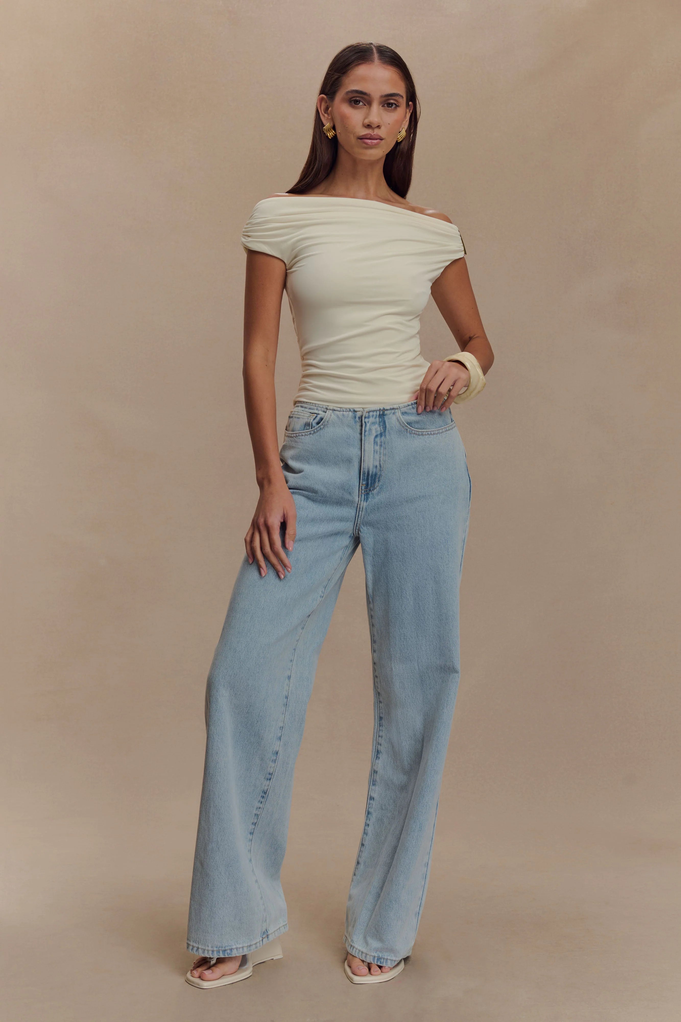 Kinsley Slinky Top With Hardware Ivory