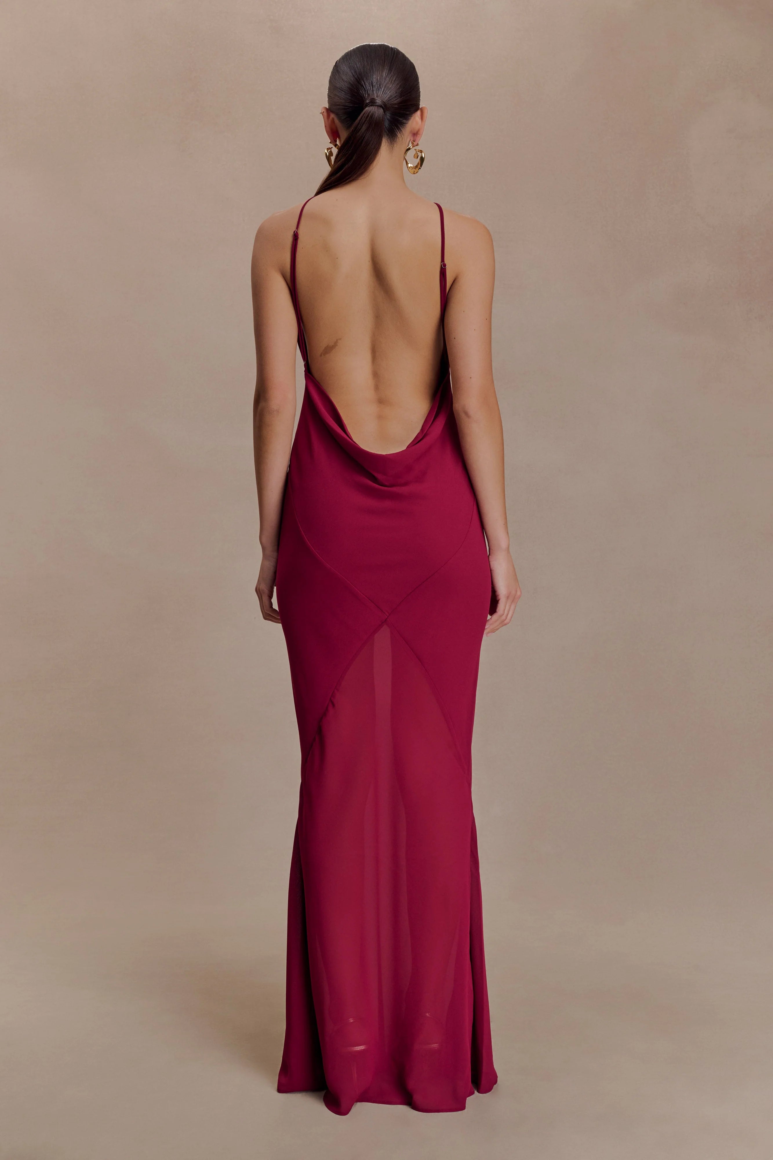 Nerea Slip Halter Maxi Dress Cherry Red