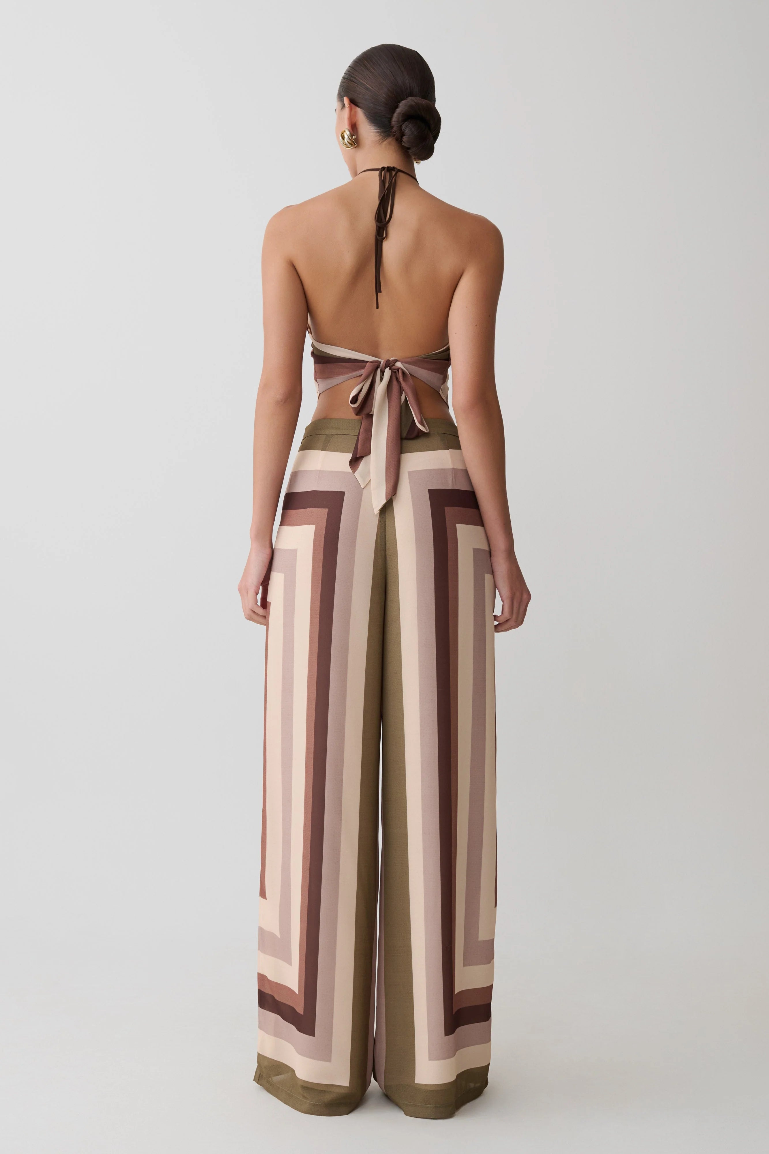 Thea Halter Chiffon Sleeveless Top Multi Stripe