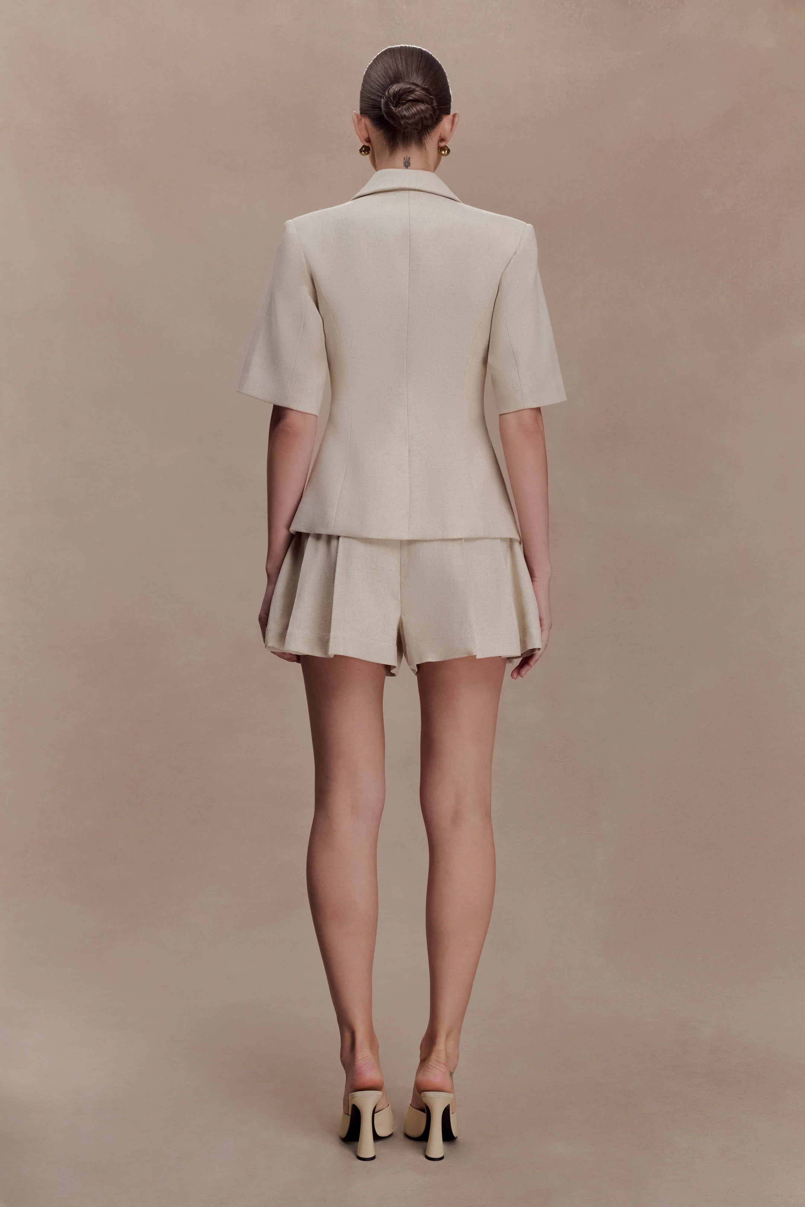 Martine Pleated Linen Short Natural