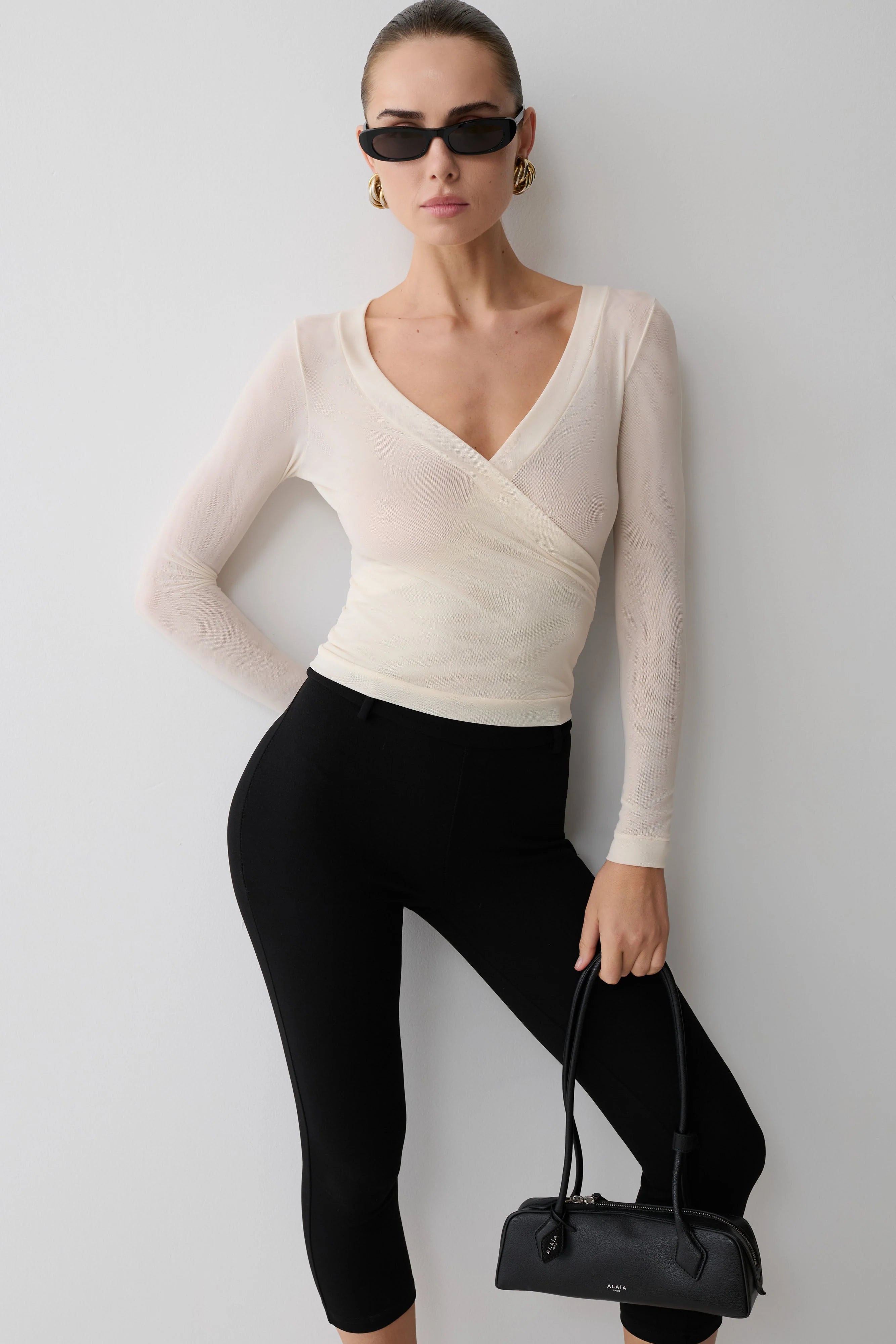 Lumi Long Sleeve Mesh Top Bone