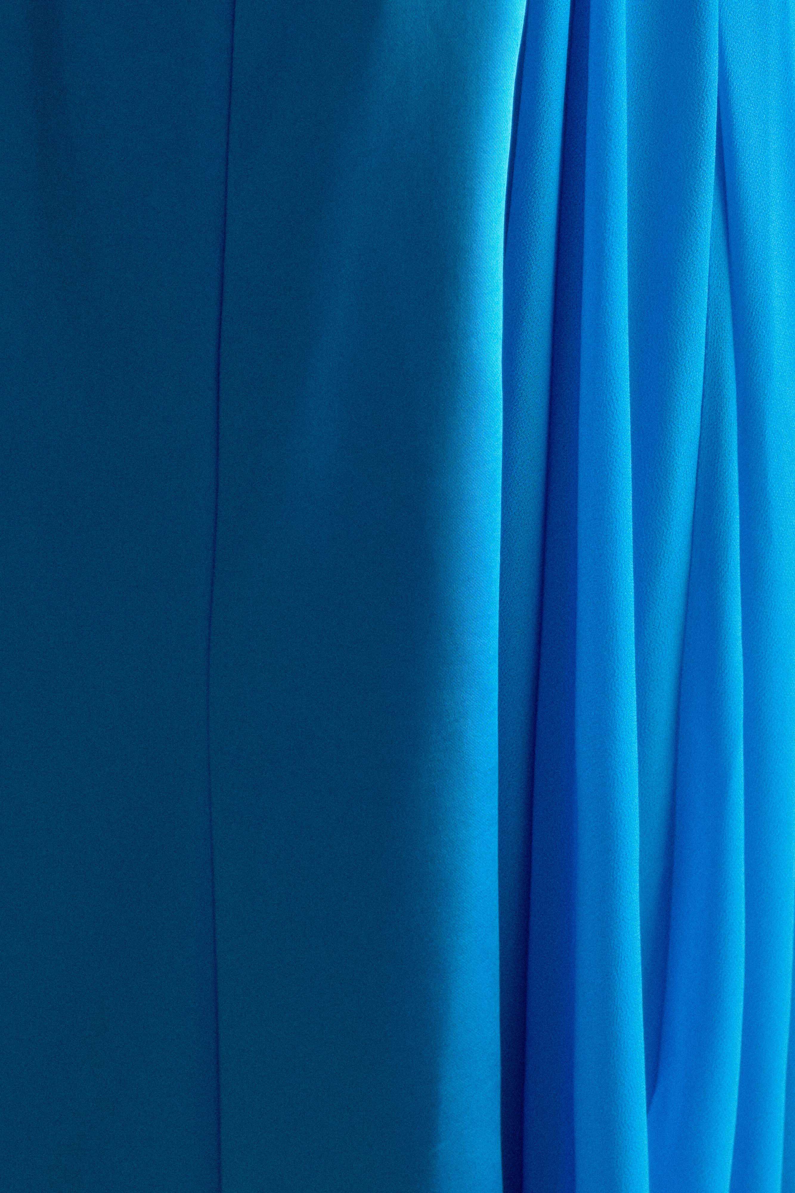 Rosella Satin Strapless Maxi Dress Cyan Blue