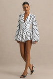 Laurel White Polka Dot V Neck Balloon Sleeve Playsuit