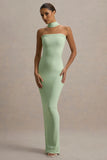 Nobu Light Green Bandeau Maxi Dress With Halter Collar