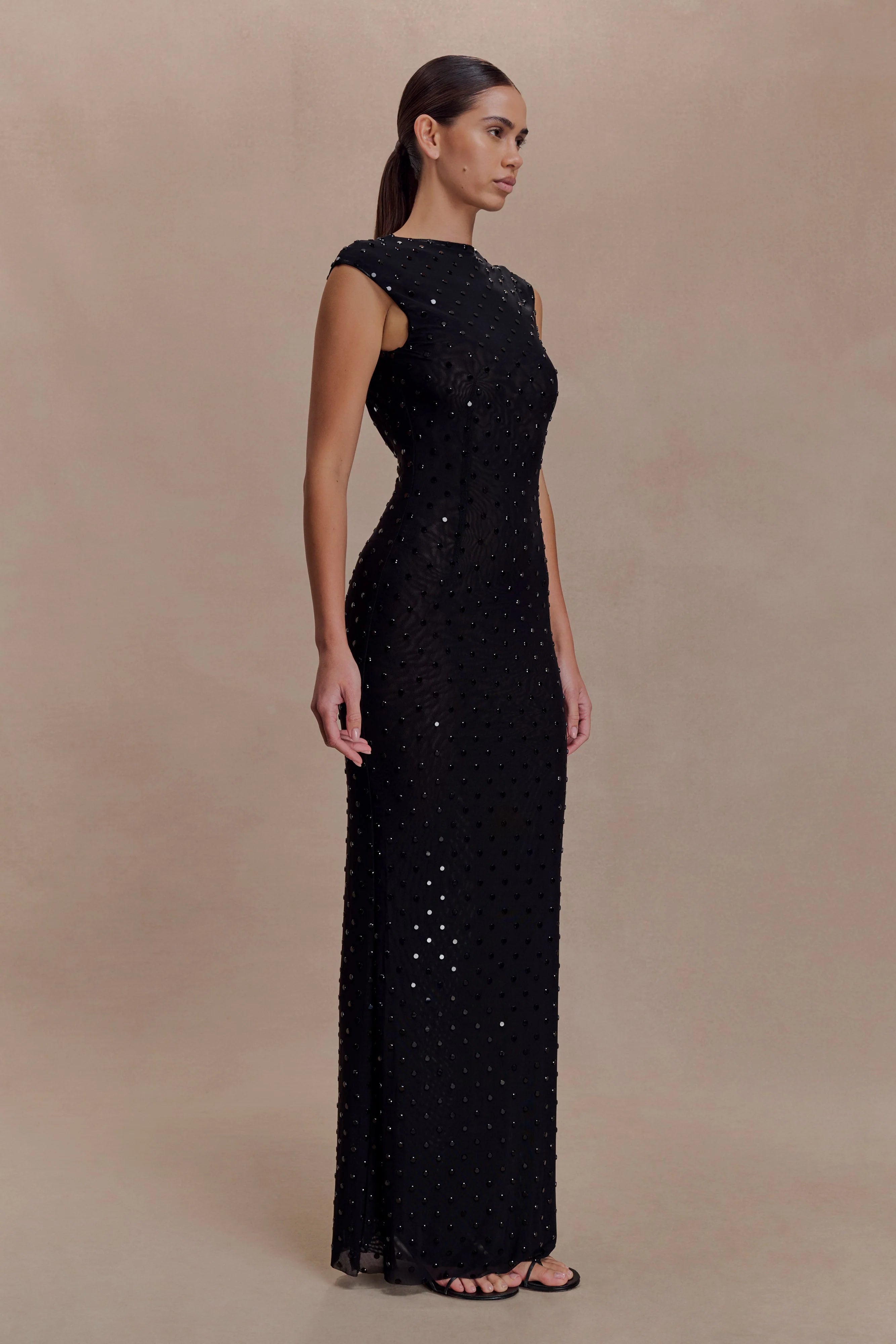 Samara Sleeveless Diamante Maxi Dress Black