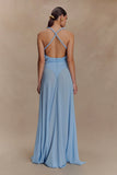 Elaine Chiffon Beaded Maxi Dress Sky Blue