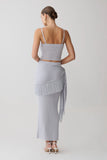 Jaytee Knit Maxi Skirt With Fringe Tie Sky Blue