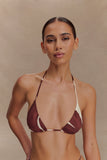 Marquise Bikini Top Chocolate Deco Fleur Print