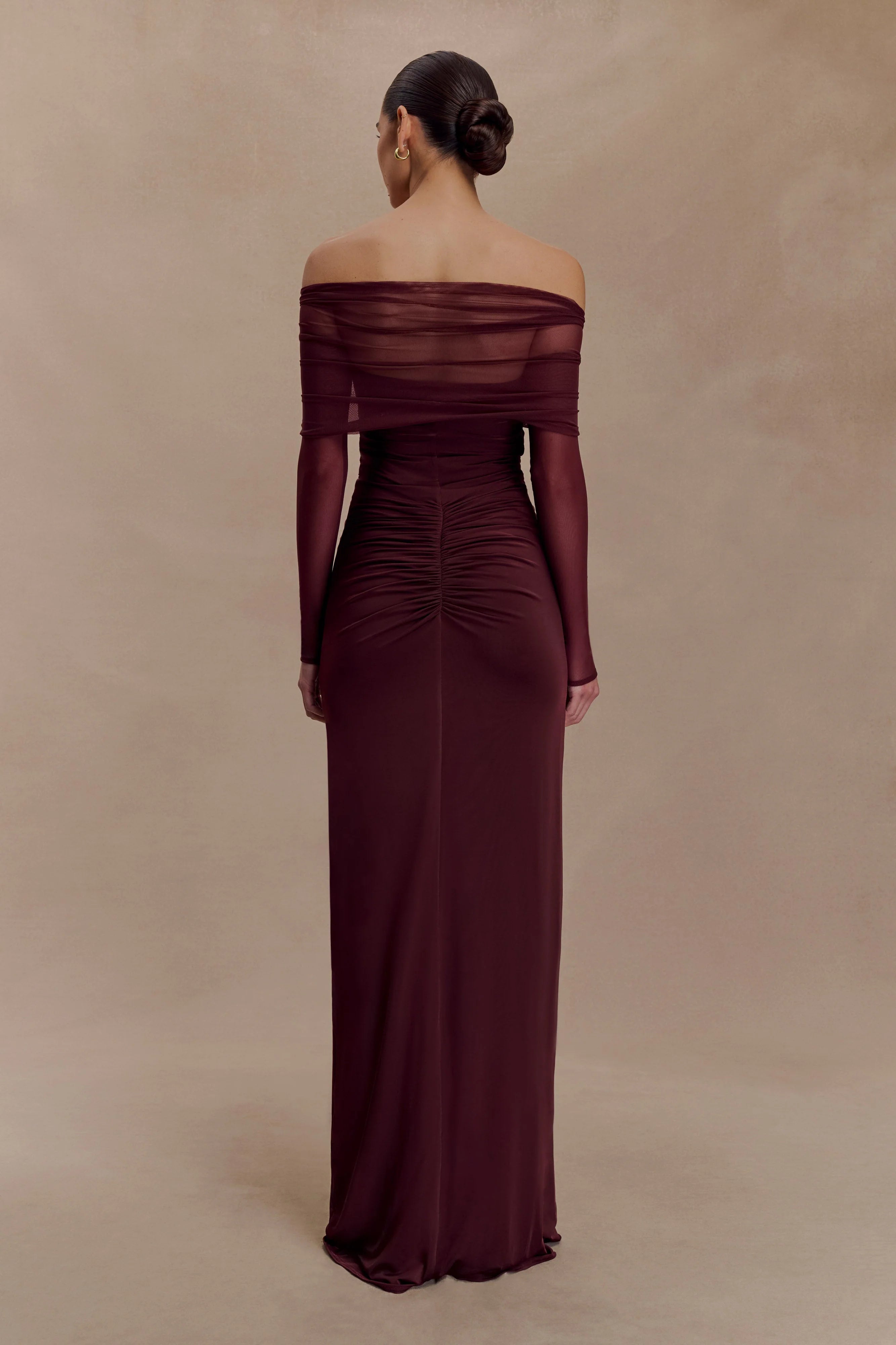 Rafaella Slinky And Mesh Maxi Dress Mahogany