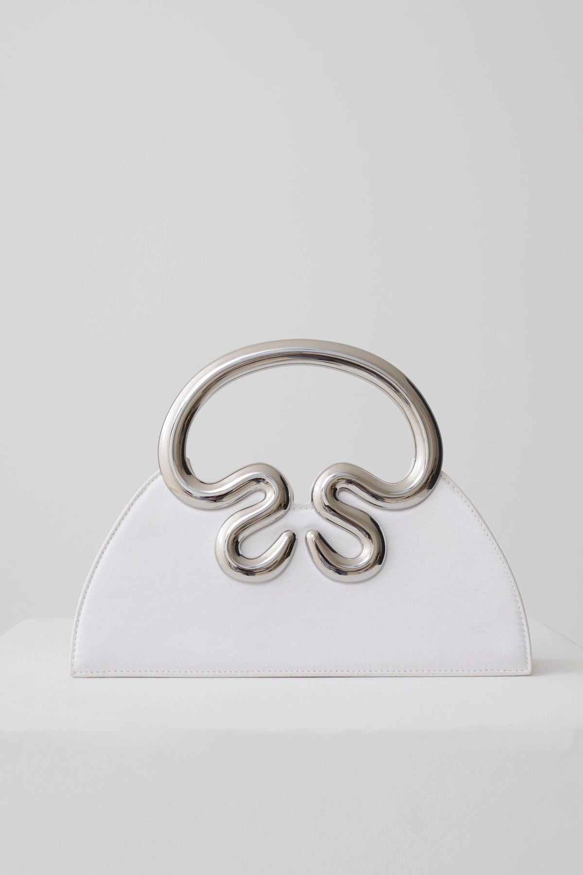 Elianne Satin Frame Clutch Bag White