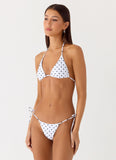 Mommae Halter Bikini Top White Polkadot
