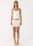 Siren Beaded Sequin Mini Skort - White