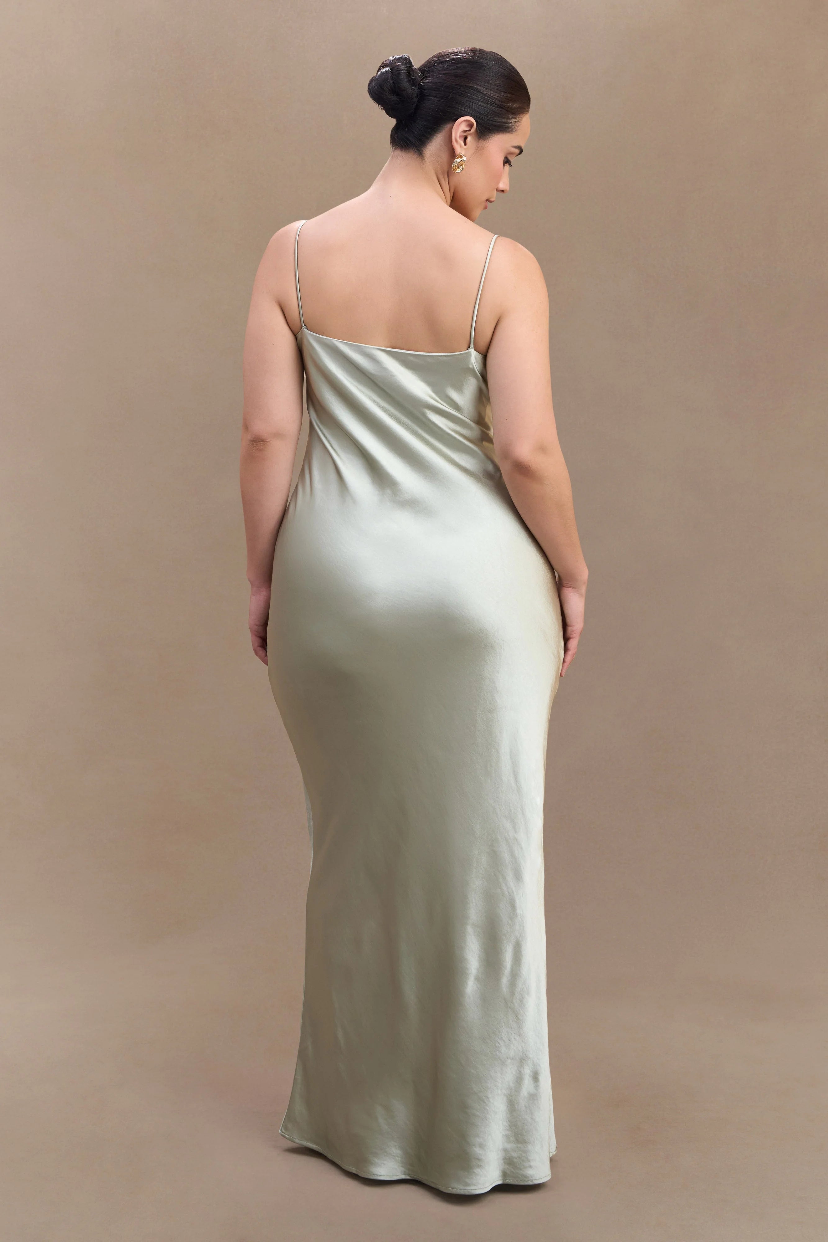 Lilly Sweetheart Satin Maxi Dress Sage