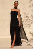 Kylie Black High Neck Maxi Dress With Chiffon Skirt