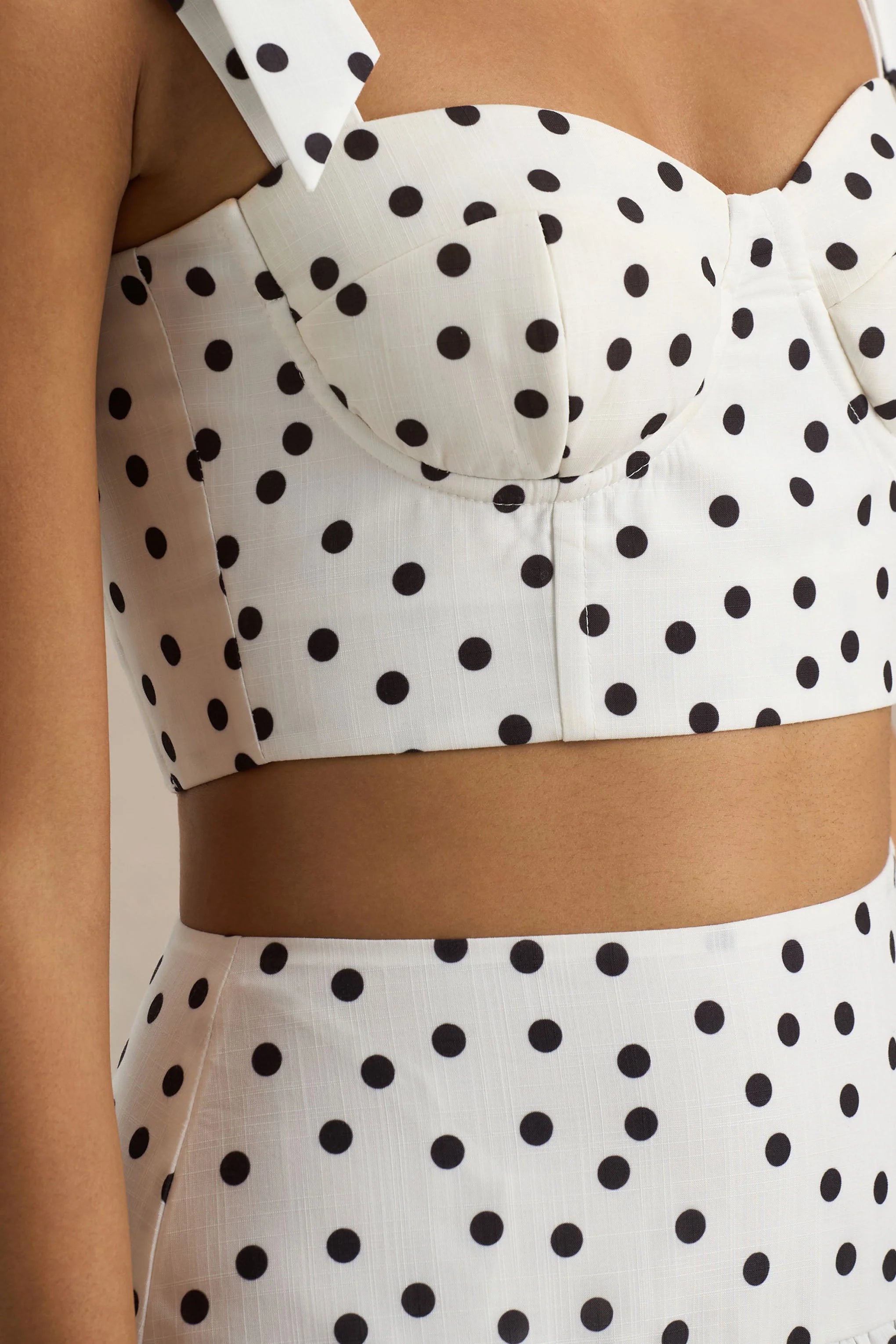 Emry White Polka Dot High Waist Maxi Skirt With Ruffle Detail