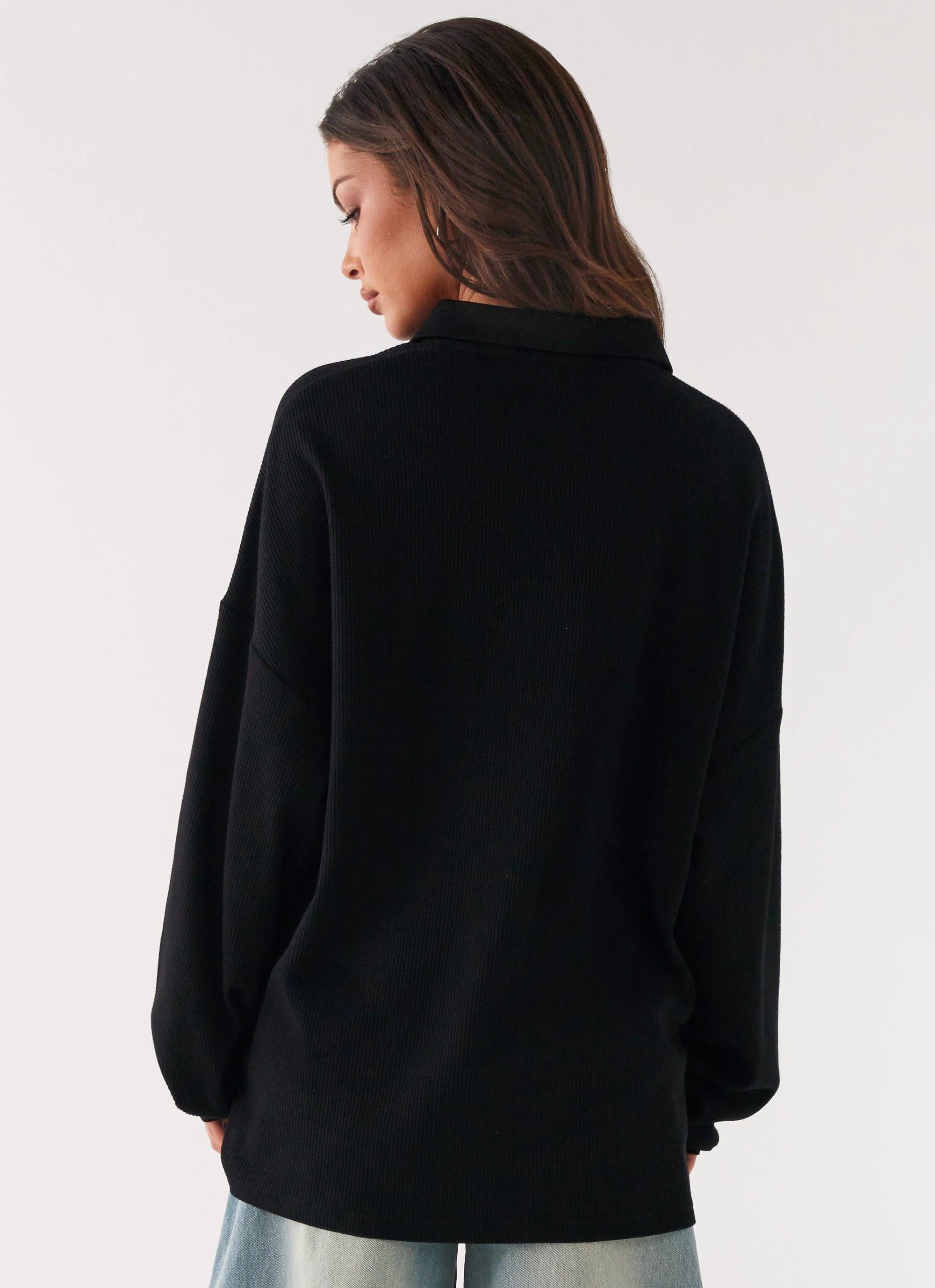 Torrie Oversized Polo Top Black