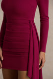 Zaya Burgundy Long Sleeve Mini Dress With Drape