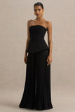 Feeling Good Black Bandeau Jumpsuit With Pleated Trouser